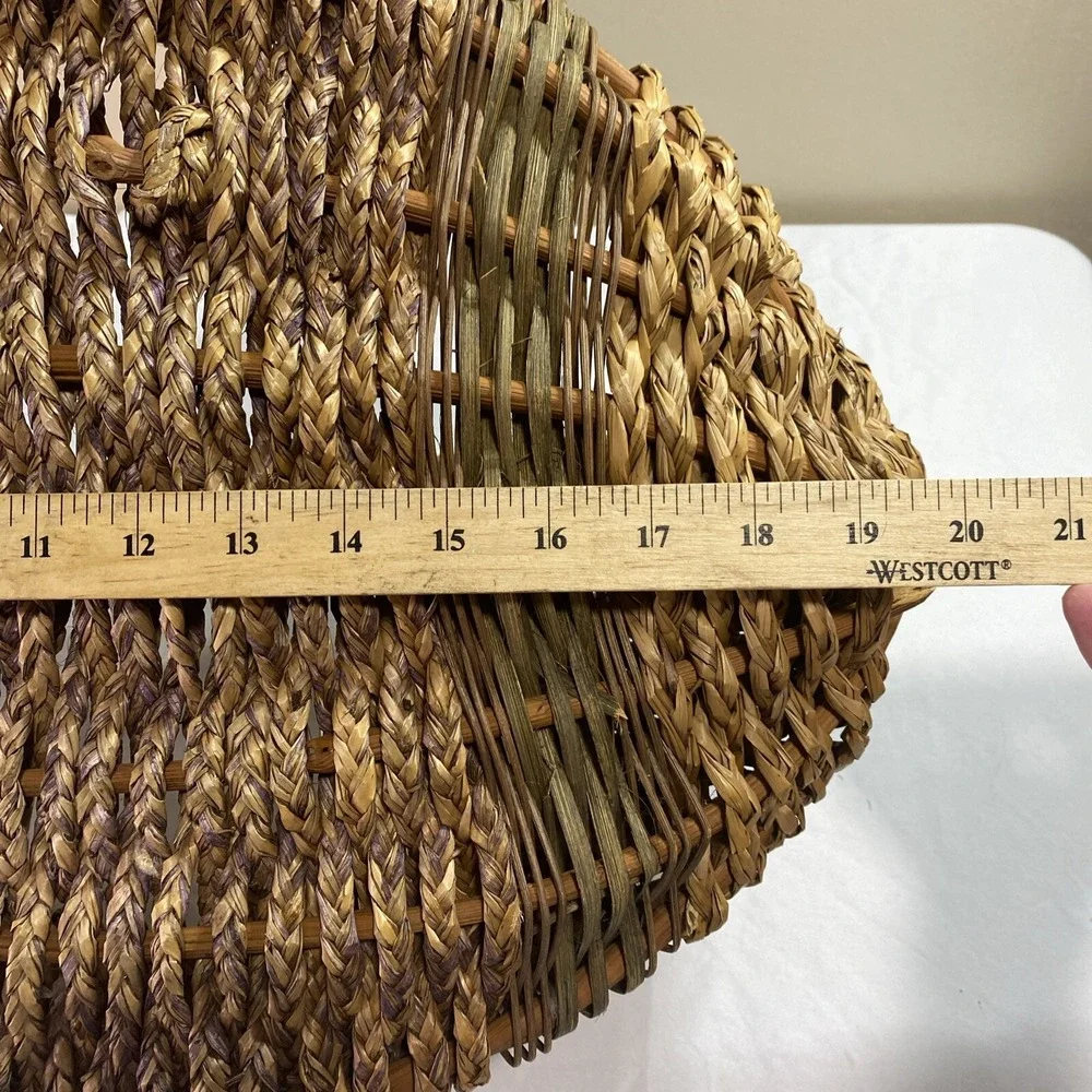 VTG Rustic Woven Basket Tree Branch Handle Boho Farmhouse Primitive Decor Cottag